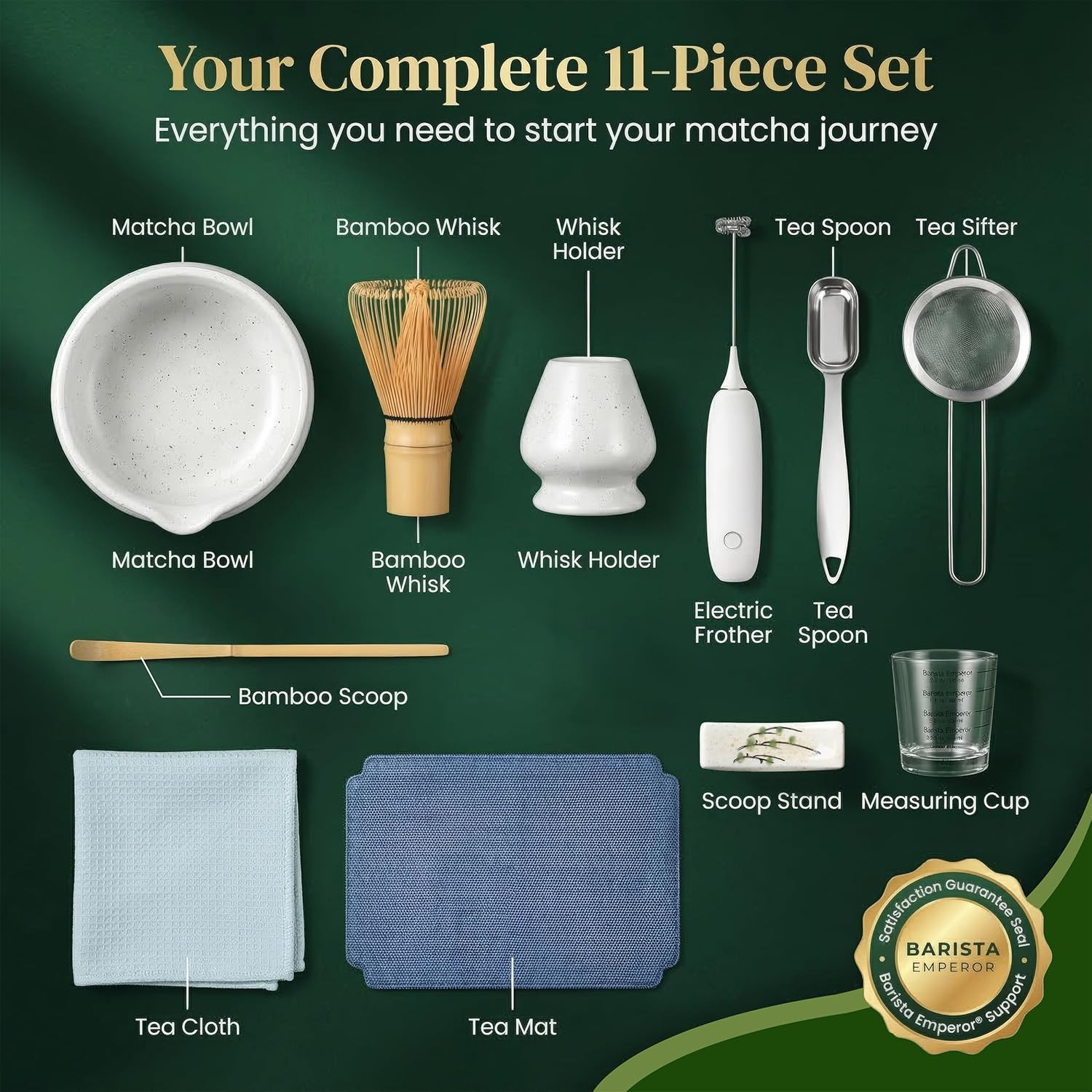 ® MATCHA WHISK SET PREMIUM 11Pcs – Professional Matcha Kit Set with Matcha Bowl,