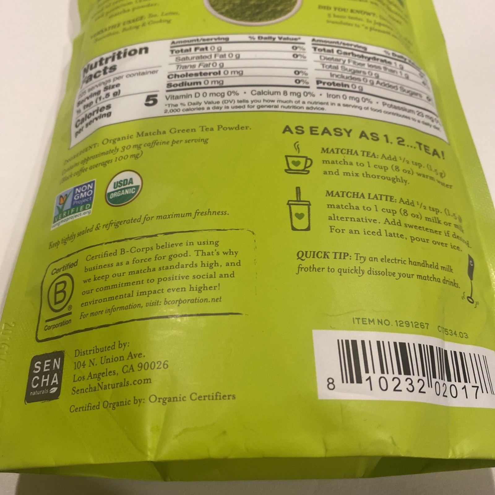 Sencha Naturals 100% Organic Matcha Green Tea Powder 12 Ounce Bag EXP 09/30/2027