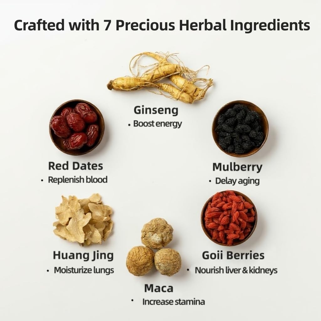 Kidney Tea Formula Ginseng Six Treasure Tea,Natural Chinese 1 Pack/25 Bags
