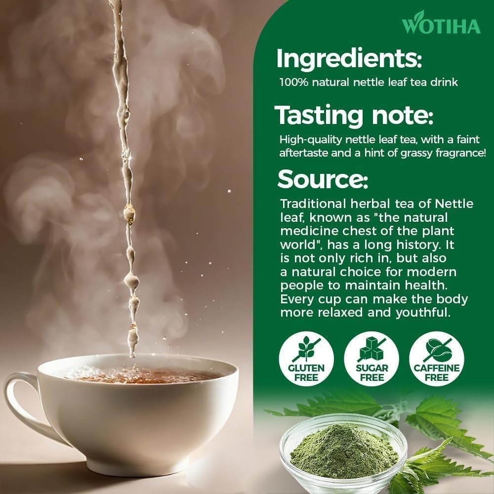 WOTIHA Premium Natural Nettle Leaf Tea Bags, 60 Count – 100% Pure Herbal Tea,Sup