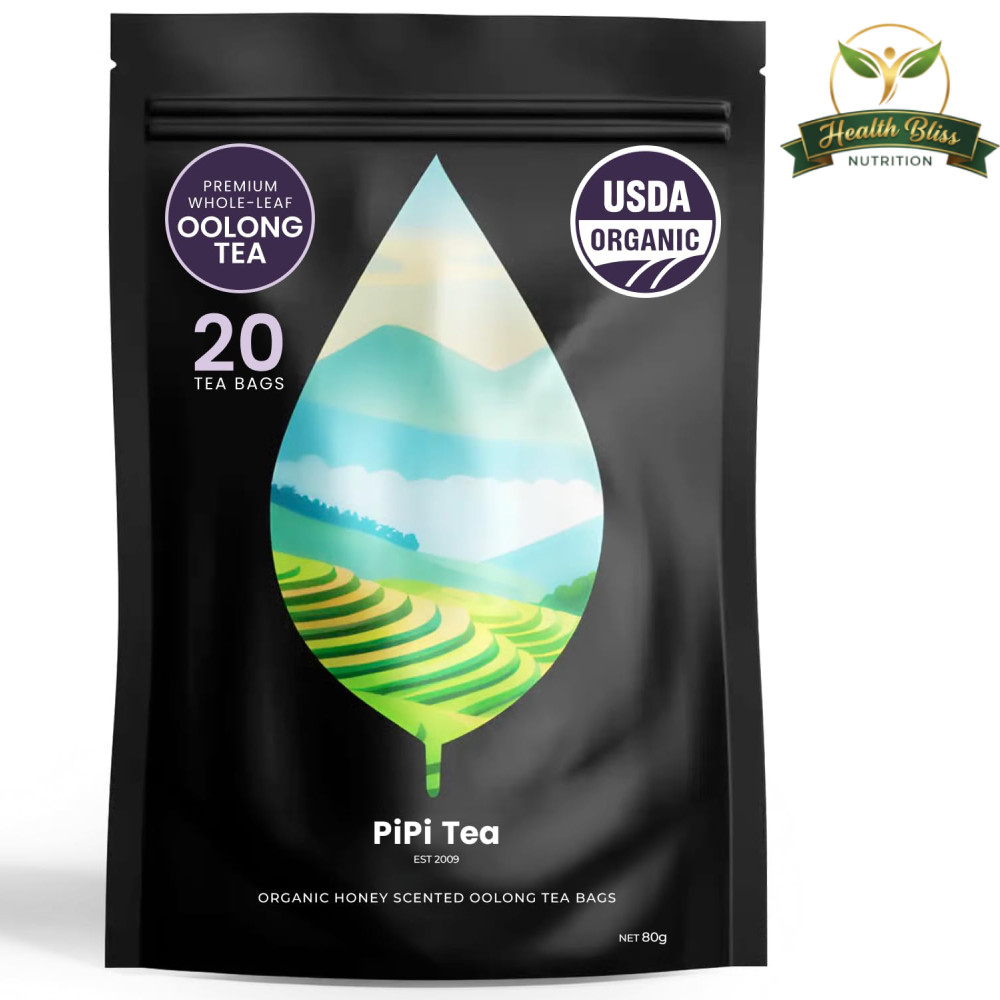 PiPi Tea Organic Oolong Tea – 20 Bags (4g Each) Whole Leaf – Bulk Tea