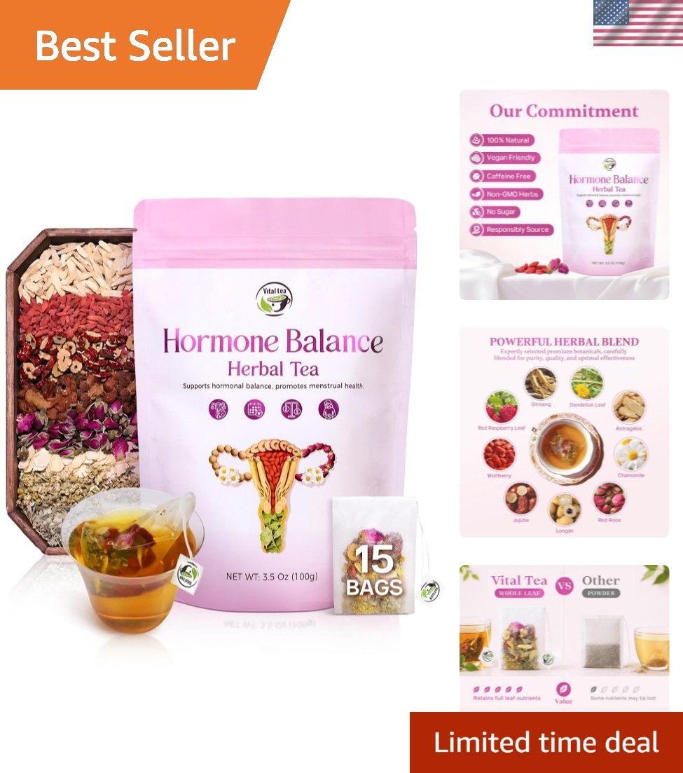 Hormone Balance Tea for Women, Soothing Chamomile & Raspberry Leaf Tea for Me…
