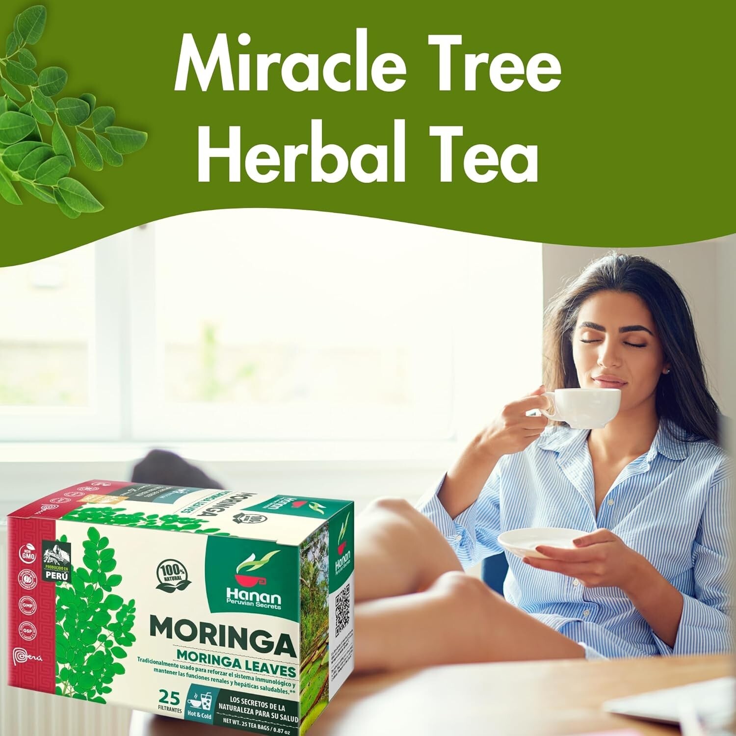 Moringa 25 Herbal Tea Bags all-natural Moringa Leaf from Peru
