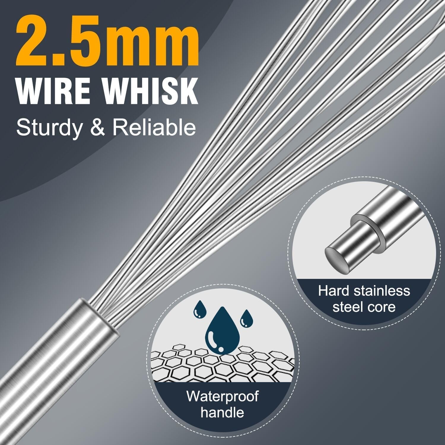 17in Large Whisk,Heavy Duty whisk, Stainless Steel whisk 17 inch, Silver 1Pcs