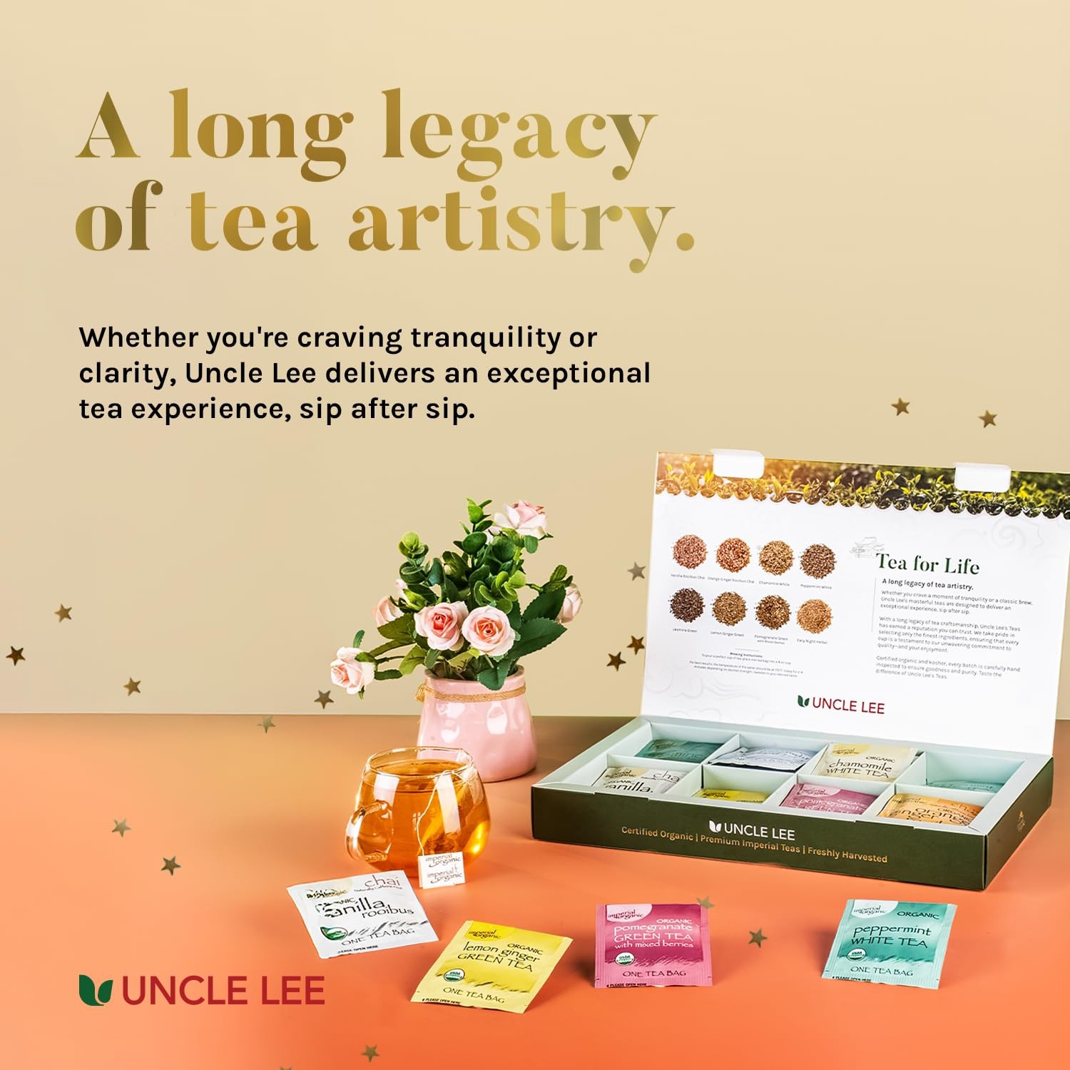 Tea Variety Gift Set Organic 8 Teas 6 Bags Each 3.3 Oz 48 Tea Bags