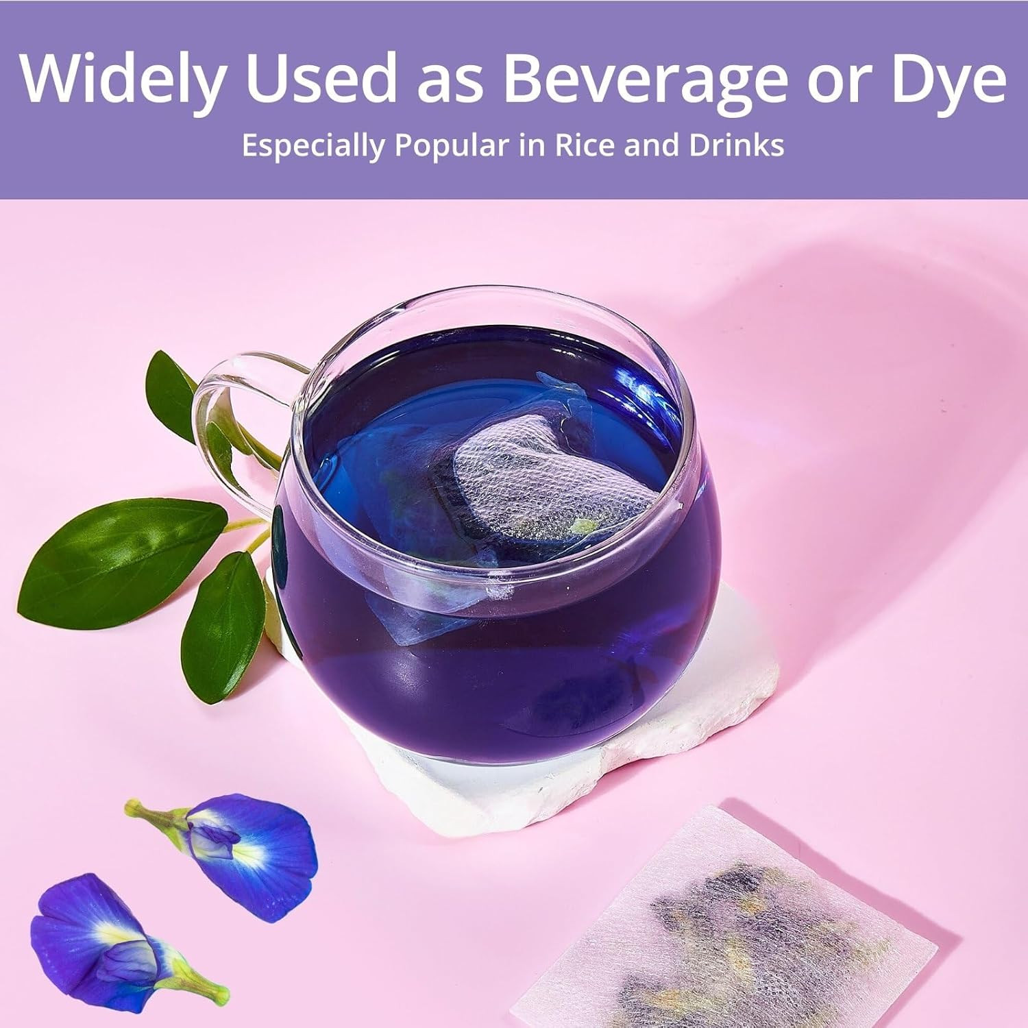 60 Dried Butterfly Pea Flower Tea Bags, VitalForest Butterfly Blue Pea Flower Te