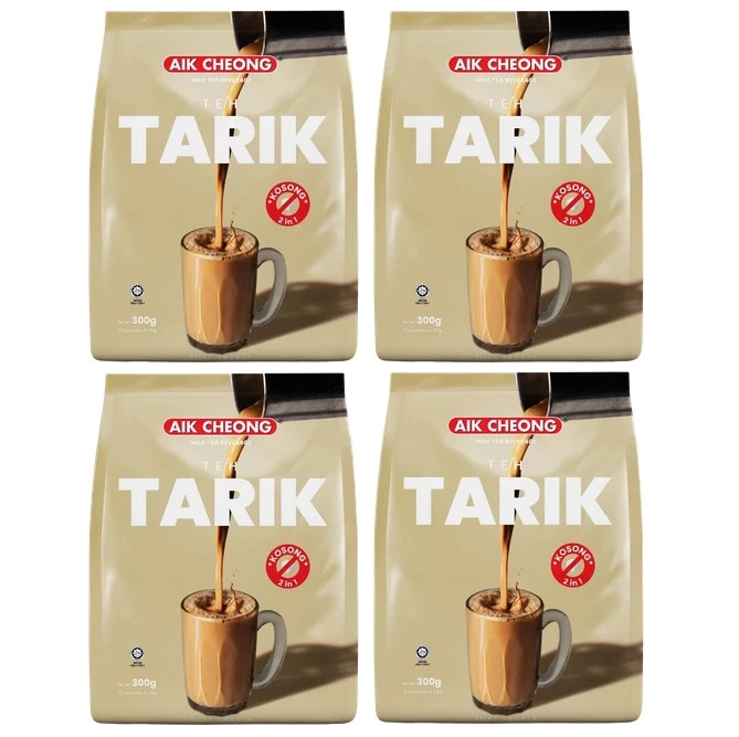 4 X Aik Cheong 2 In 1 Teh Tarik Kosong No Sugar Added (25gm x 12) + DHL EXPRESS