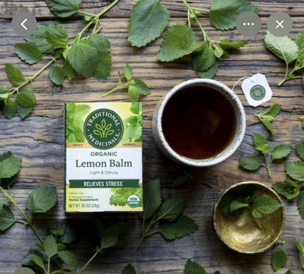 Organic Lemon Balm Te 16 Bags Each Pack of 4 Traditional Medicinals Herbal Tea