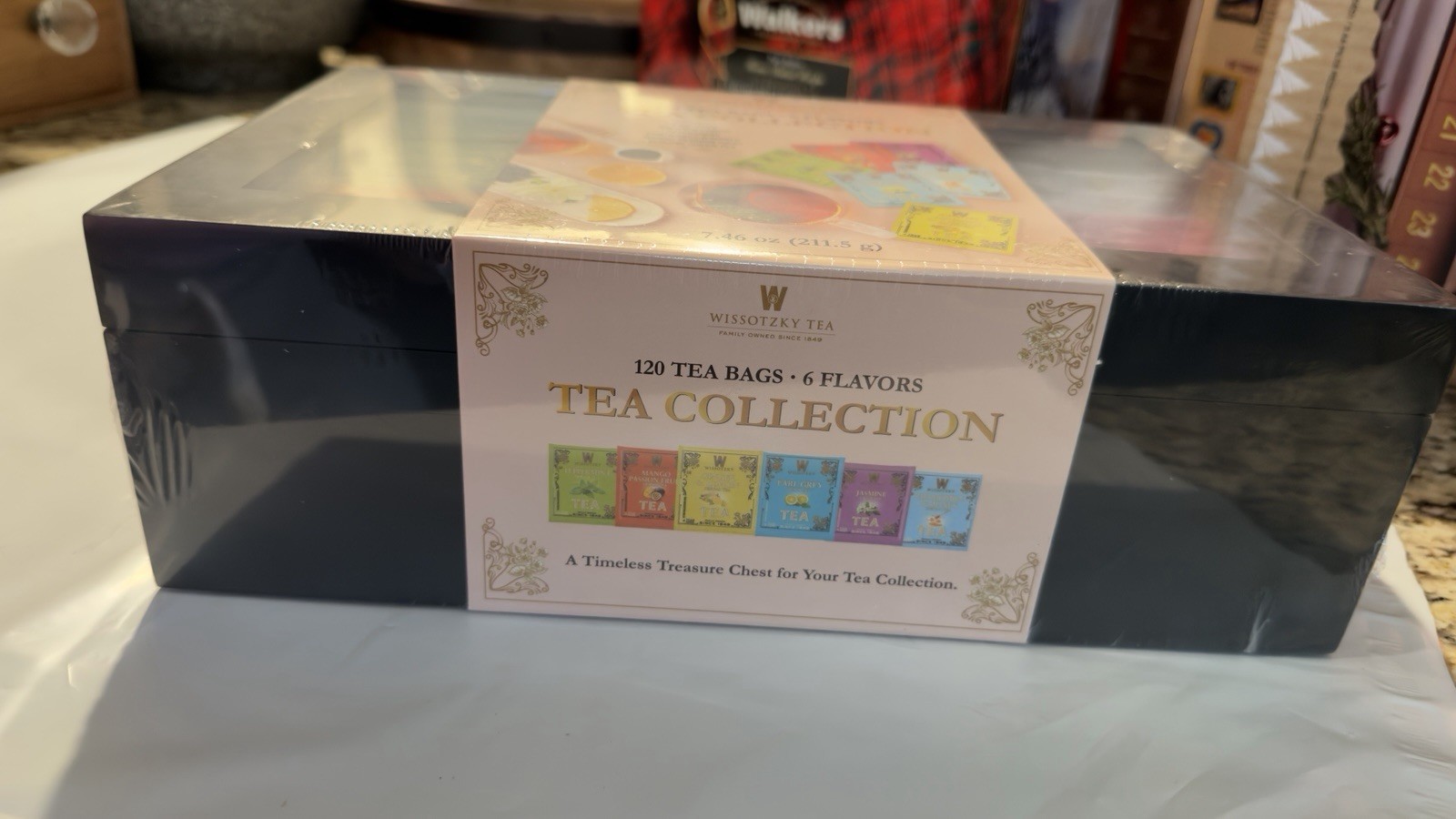 Wissotzky Tea Wooden Box 120 TEA BAGS • 6 FLAVORS TEA COLLECTION 7.46 oz