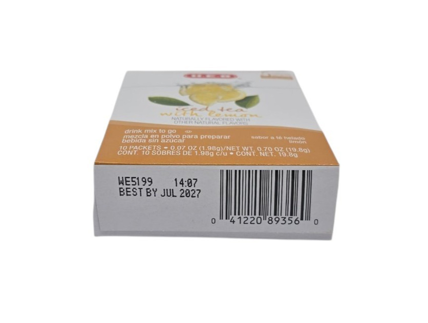 H-E-B To Go Iced Tea With Lemon Drink Mix, 10 ct, B.B. JULY 2027