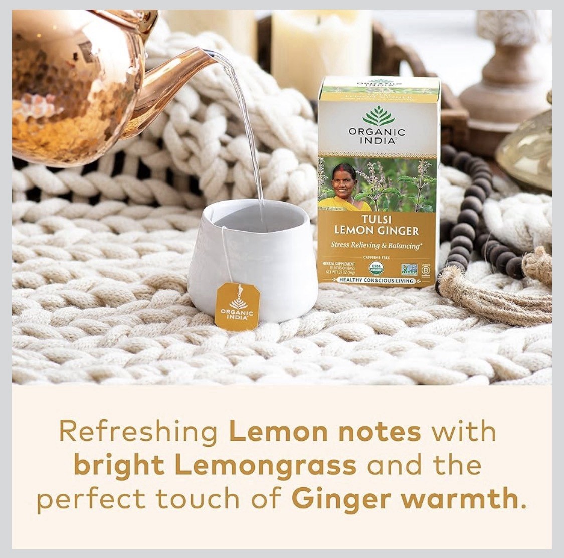 6x Organic India Tulsi Tea Lemon Ginger Holy Basil Balance Stress Relief 9/2027
