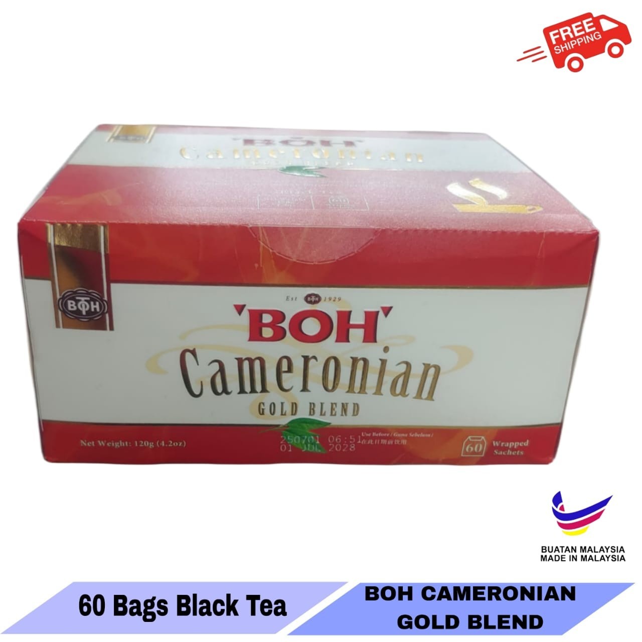 Cameronian Gold Blend Tea 60 teabags BOH Plantation Cameron Malaysia FREE SHIP