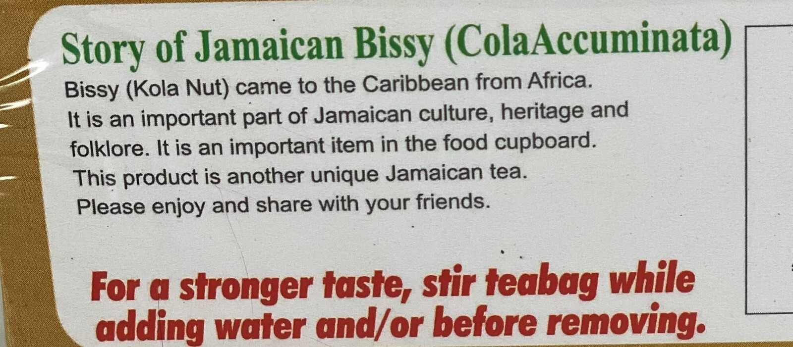 Tops Bissy Tea | Jamaican Kola Nut Herbal Tea | Product of Jamaica | 24 Tea Bags
