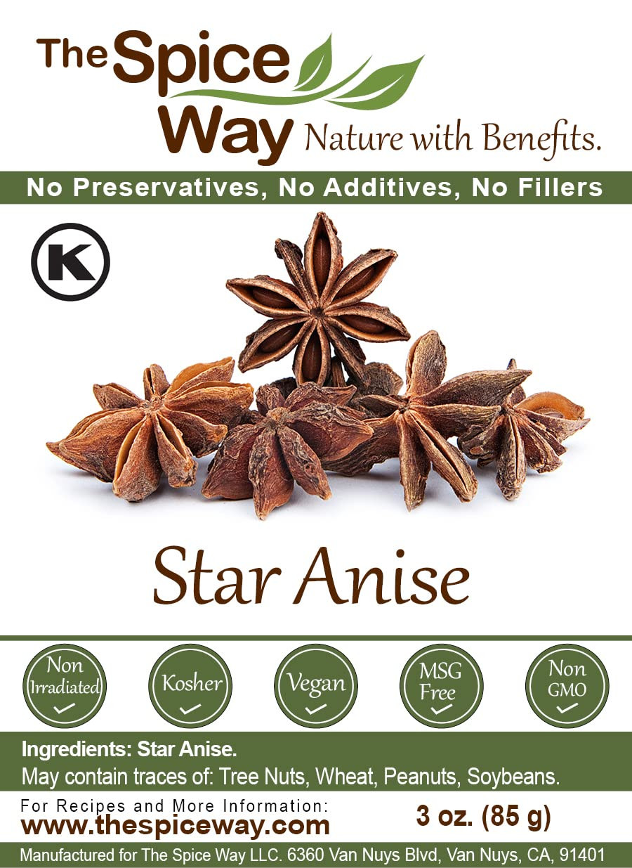 The Spice Way Star Anise – Whole Star Anise (3 Oz) Great for Baking and Tea