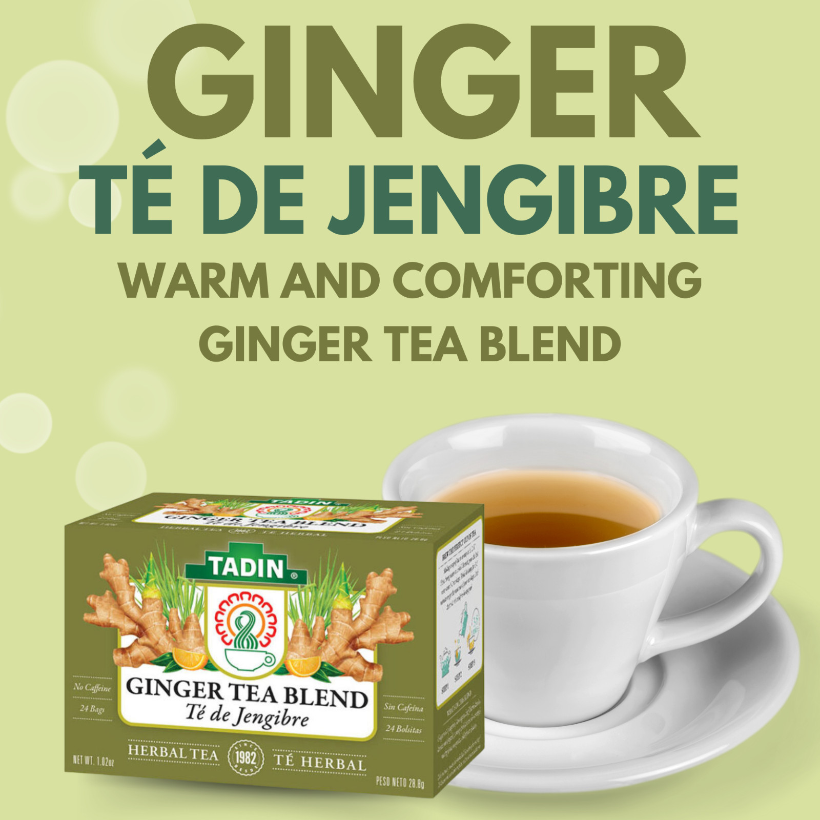TADIN GINGER TEA BLEND WITH 24 BAGS – TE DE JENGIBRE CON 24 BOLSAS