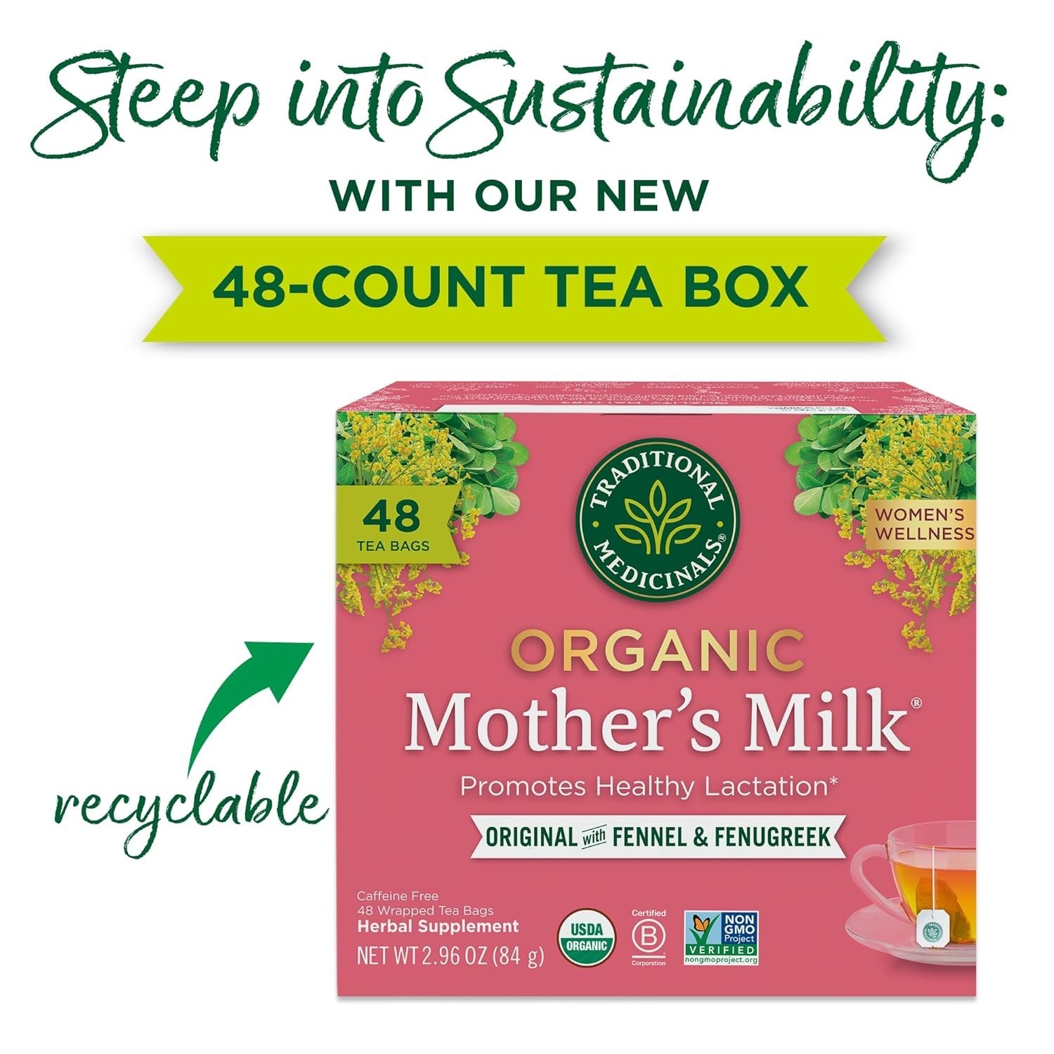 Organic Mother’s Milk Tea with Fennel and Fenugreek for Lactation Support