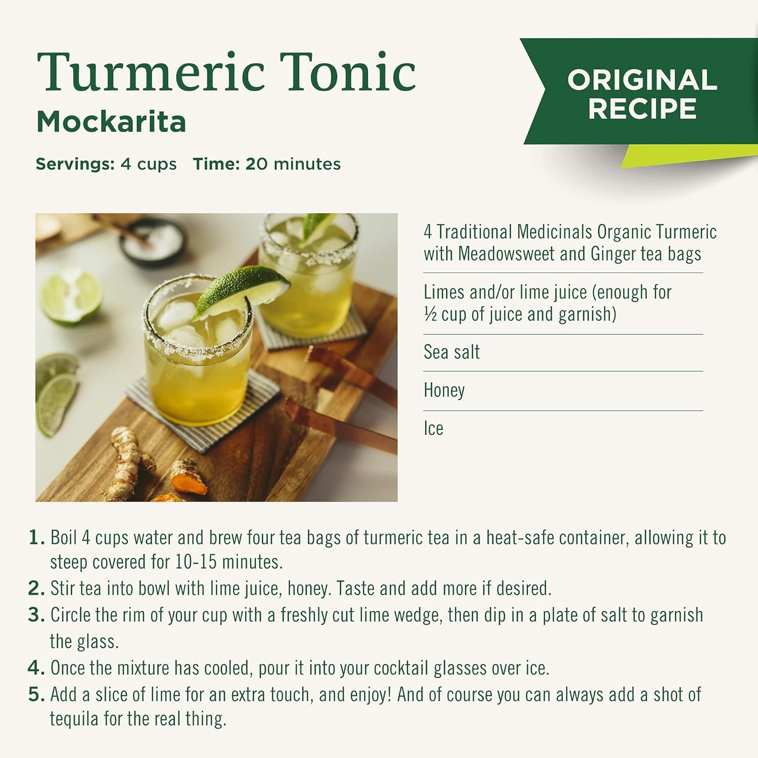 Traditional Medicinals Tea, Organic Turmeric w/Meadowsweet & Ginger, Supports a