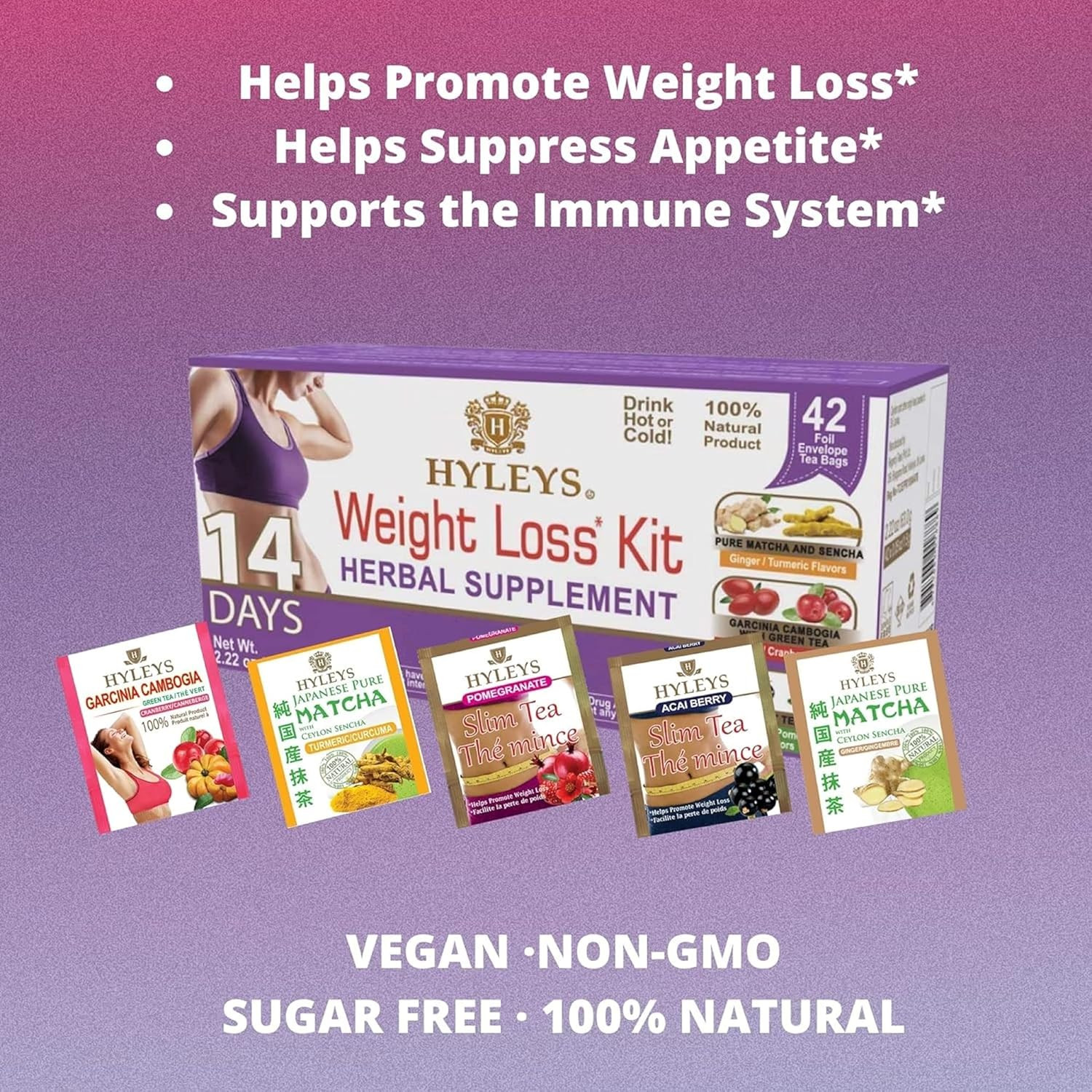 14 Day Weight Loss Tea – 42 Tea Bags – Garcinia Cambogia, Matcha Green Tea, Senn