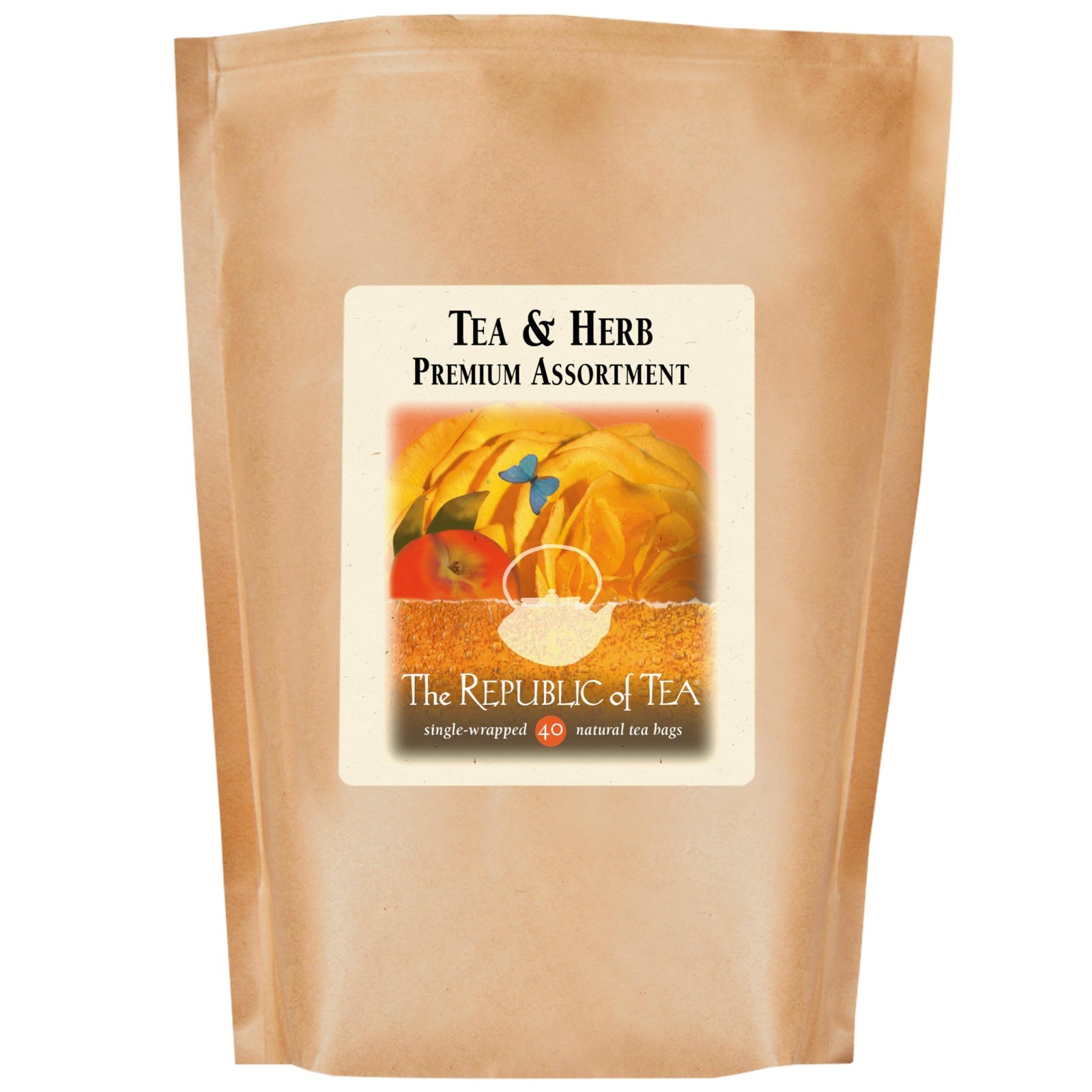 Premium Assortment of Herbal & Green Teas, 40 Individually Wrapped Bags