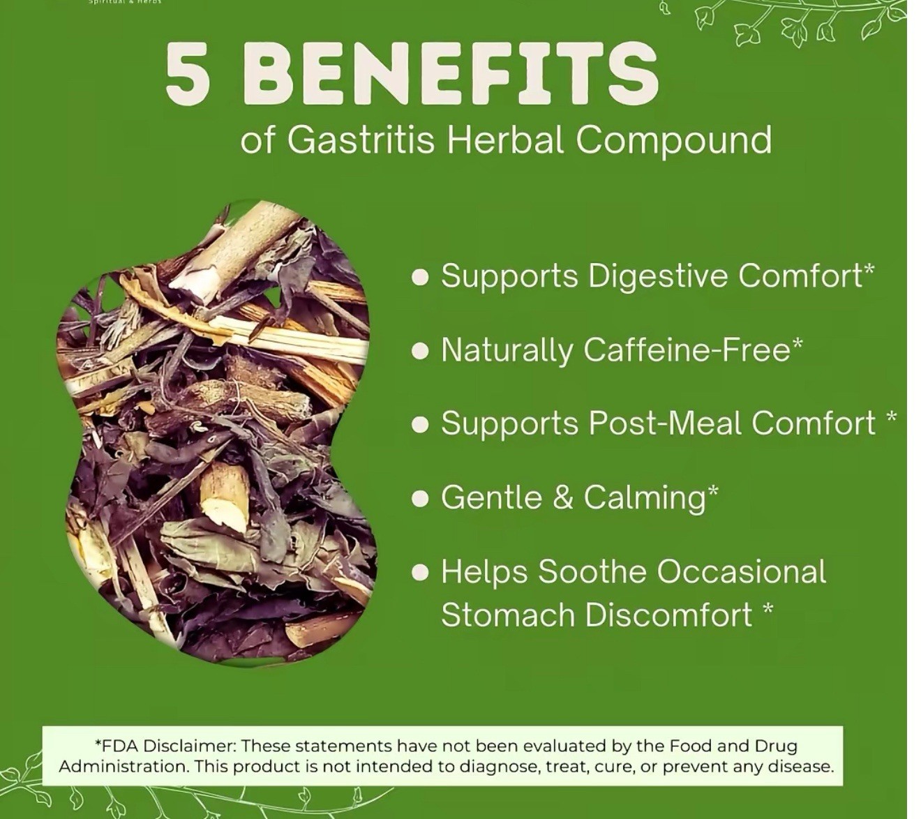 Gastritis- BYE Herbal Tea – 100% Natural Herbal Infusion – Compuesto de Hierbas