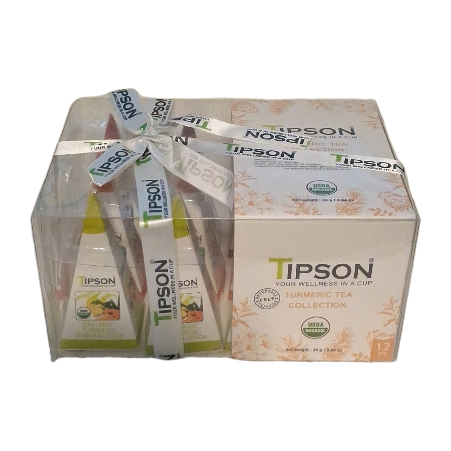 Tipson Turmeric Tea Collection USDA Organic Caffeine Free 12 Tea Bags 24g