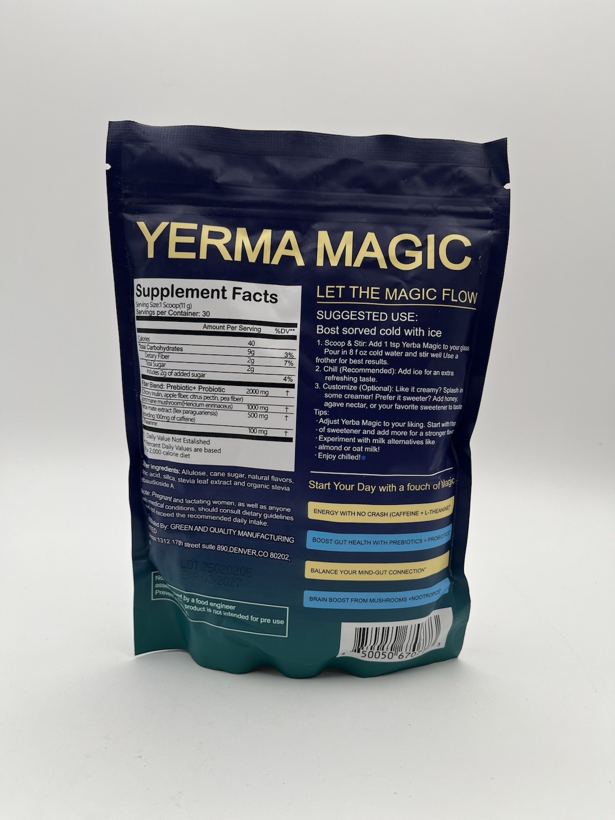 Yerma Magic Yerba Mate Instant Tea Powder – Peach Mango Flavor – 30 Servings
