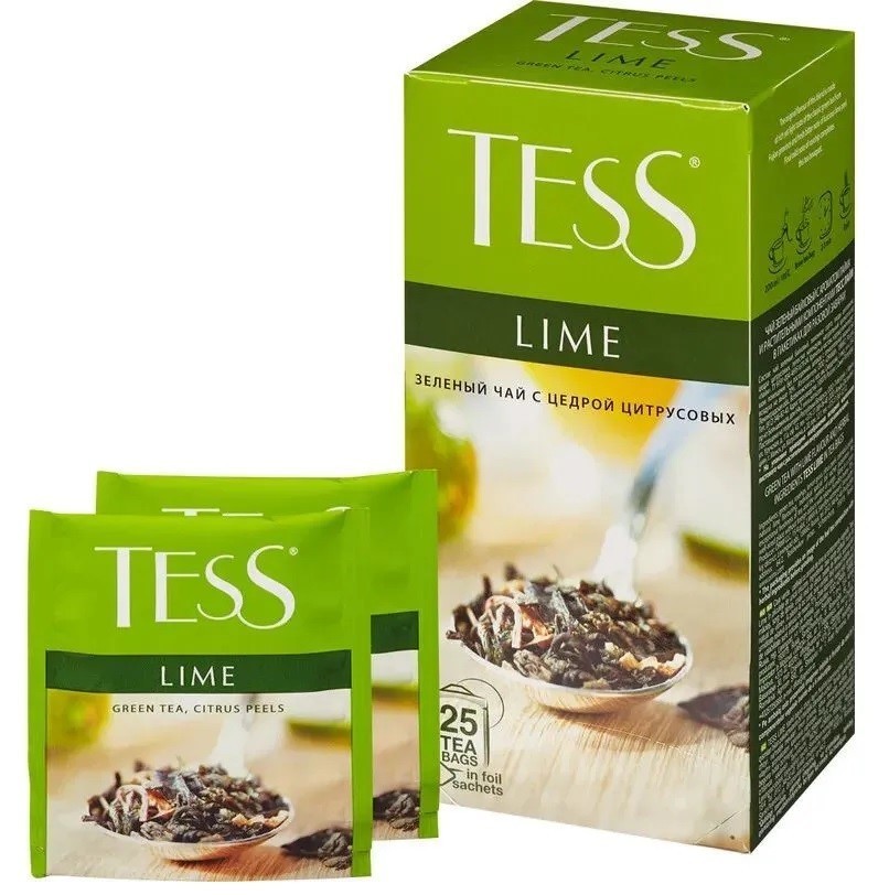 3 x Tess Lime Green Tea Bags – Flavored with Lime & Herbs – 25 Single Tea Bags