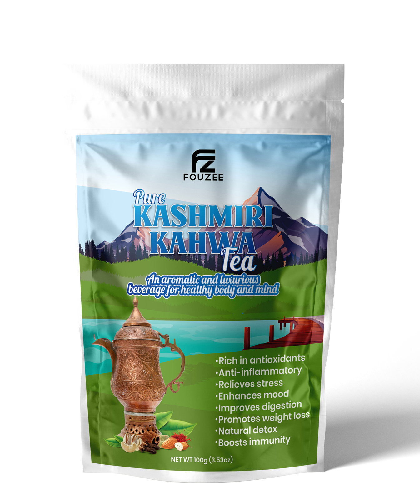 Fouzee Pure Kashmiri Kahwa Tea (Ground) 100g (3.53oz)