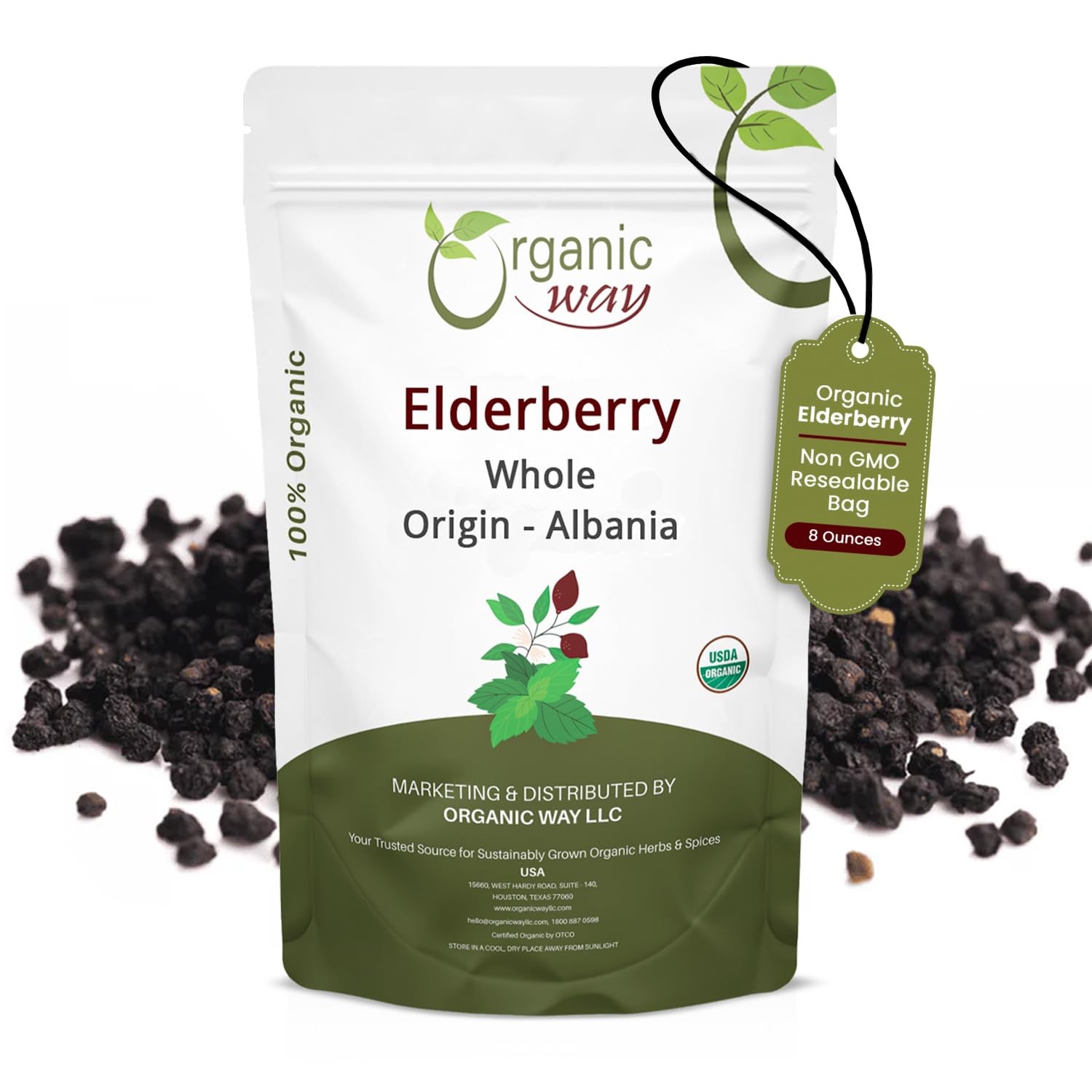 Organic Way Dried Elderberry Whole – Herbal Tea | European 1/2 LBS