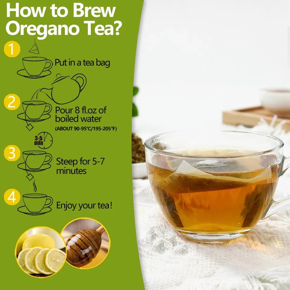 Premium 50 Oregano Tea Bags, Made with 100% Natural Oregano Leaves, No Additives