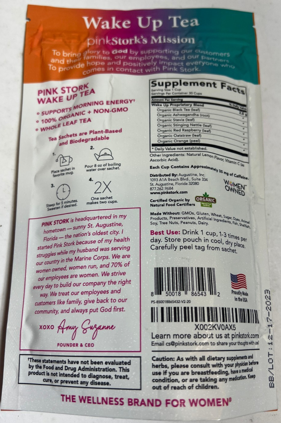 Pink Stork WAKE UP, Organic Herbal Organic Energy Support Tea FAST FREE SHIP