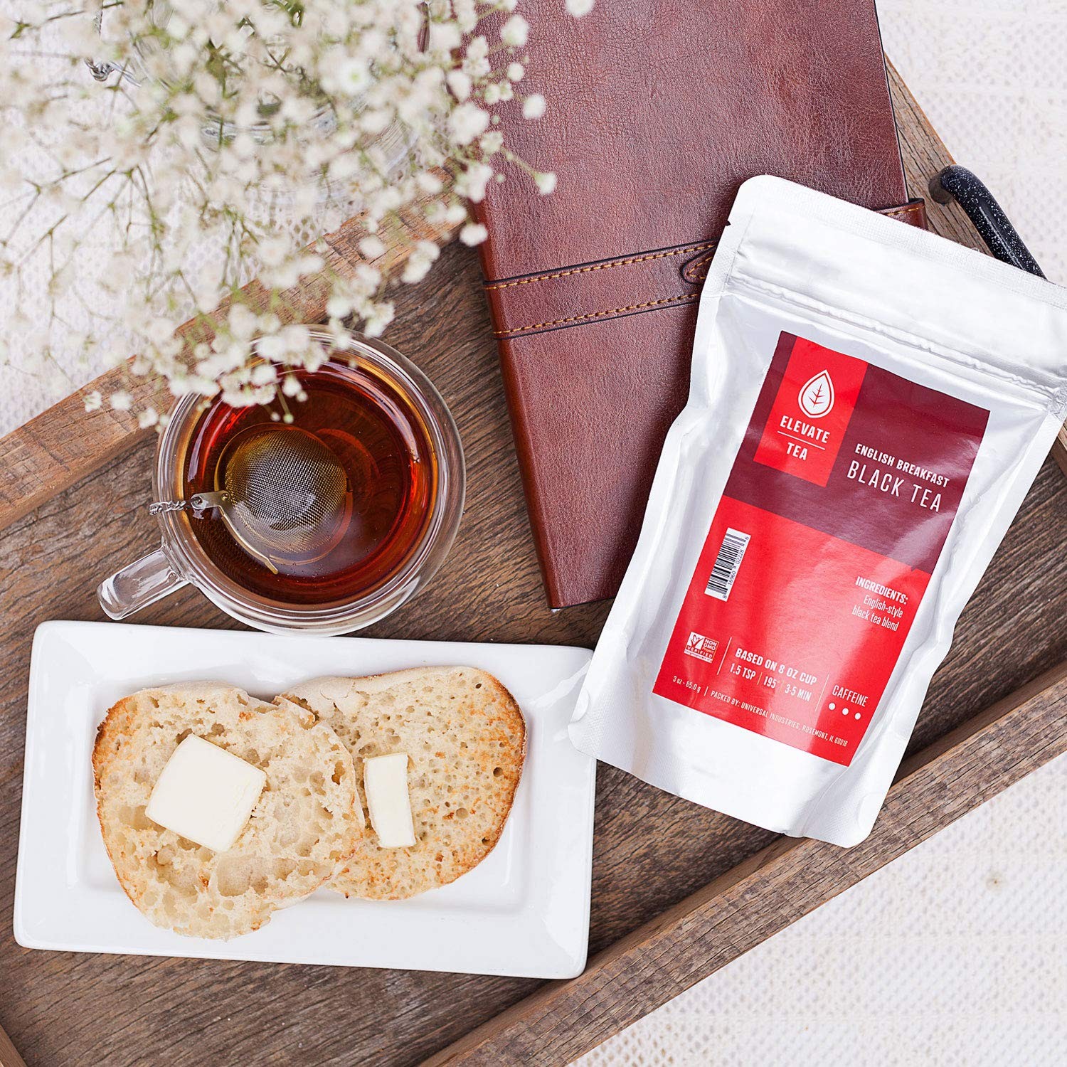 English Breakfast Tea – Loose Leaf Black Tea, High Caffeine, 3 oz Pouch – 30 …