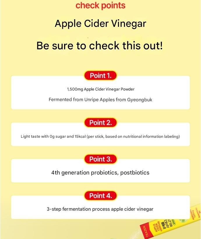 TEAZEN Apple Cider Vinegar 5g x 30pcs Low Calorie 0% Sugar KOREAN Healthy Drink