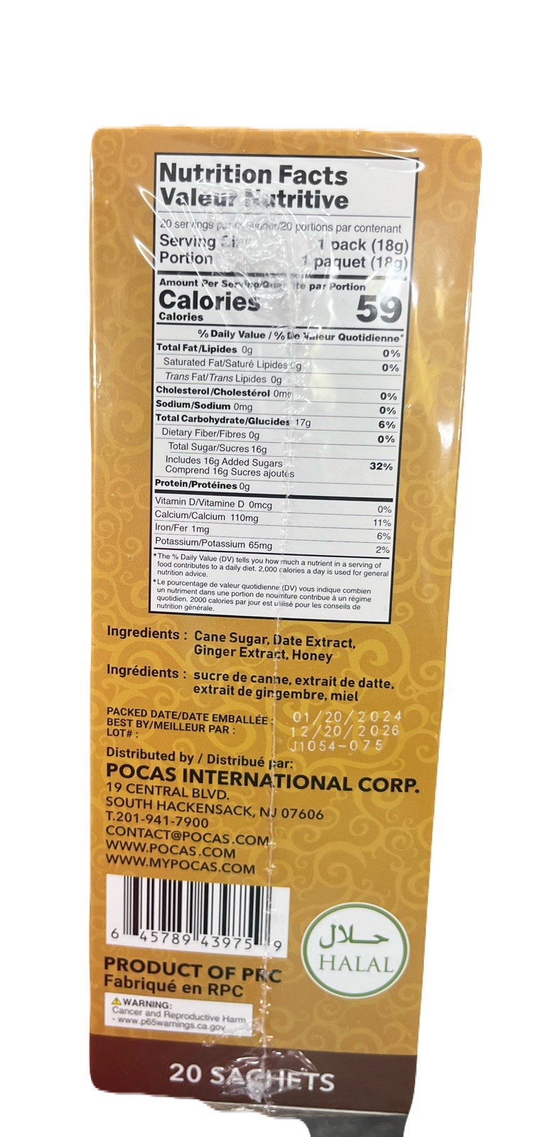 Pocas Honey Ginger Tea original Instant Honey Ginger Tea Made with Real Ginger