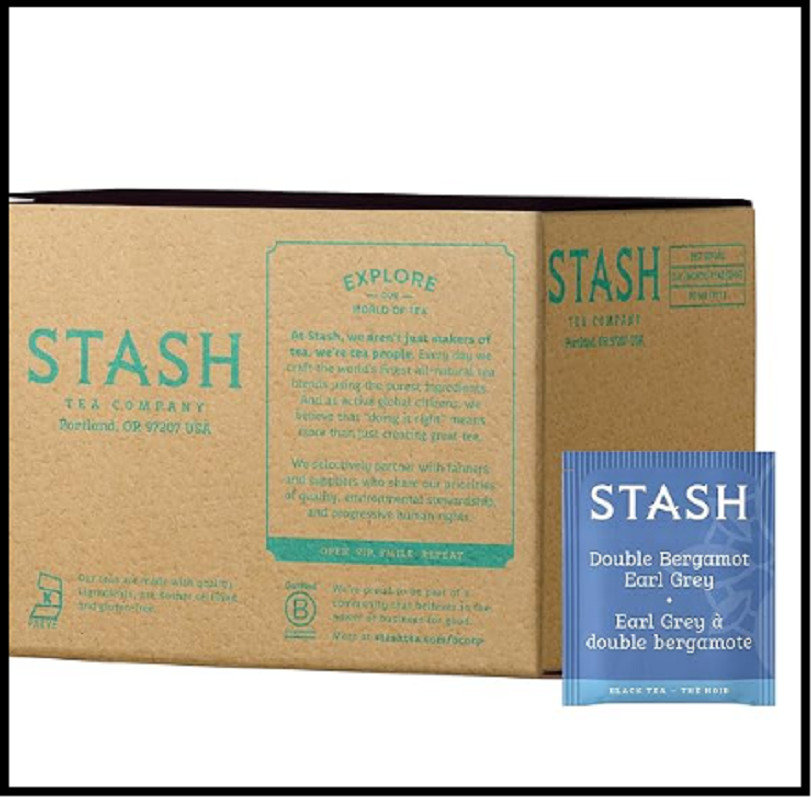 Stash Tea Double Bergamot Earl Grey Black Tea, Box of 100 Tea Bags