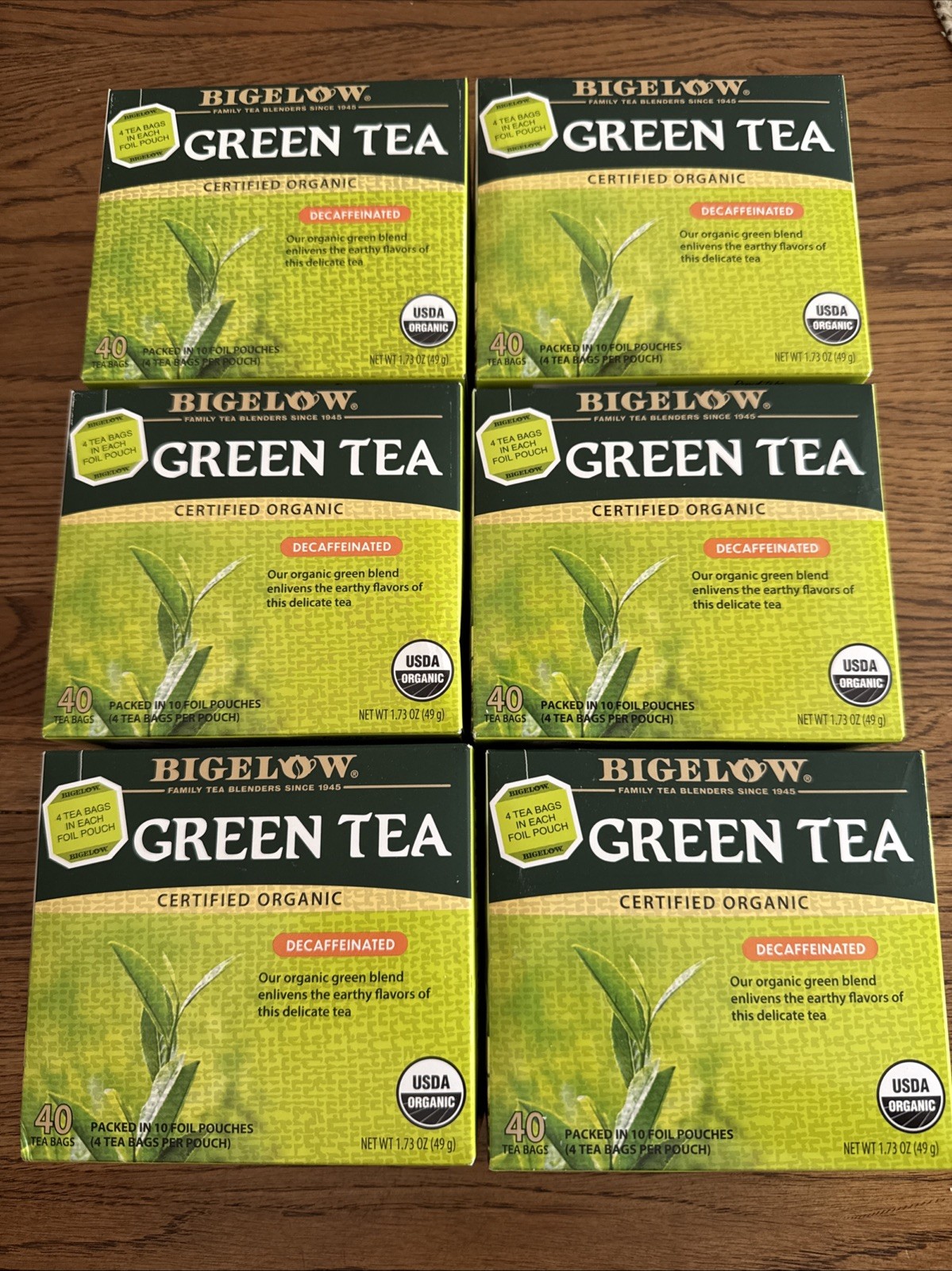 Bigelow Organic Decaf Green Tea 240 Tea Bags – 6 Packs of 40 Count Exp 5/27+
