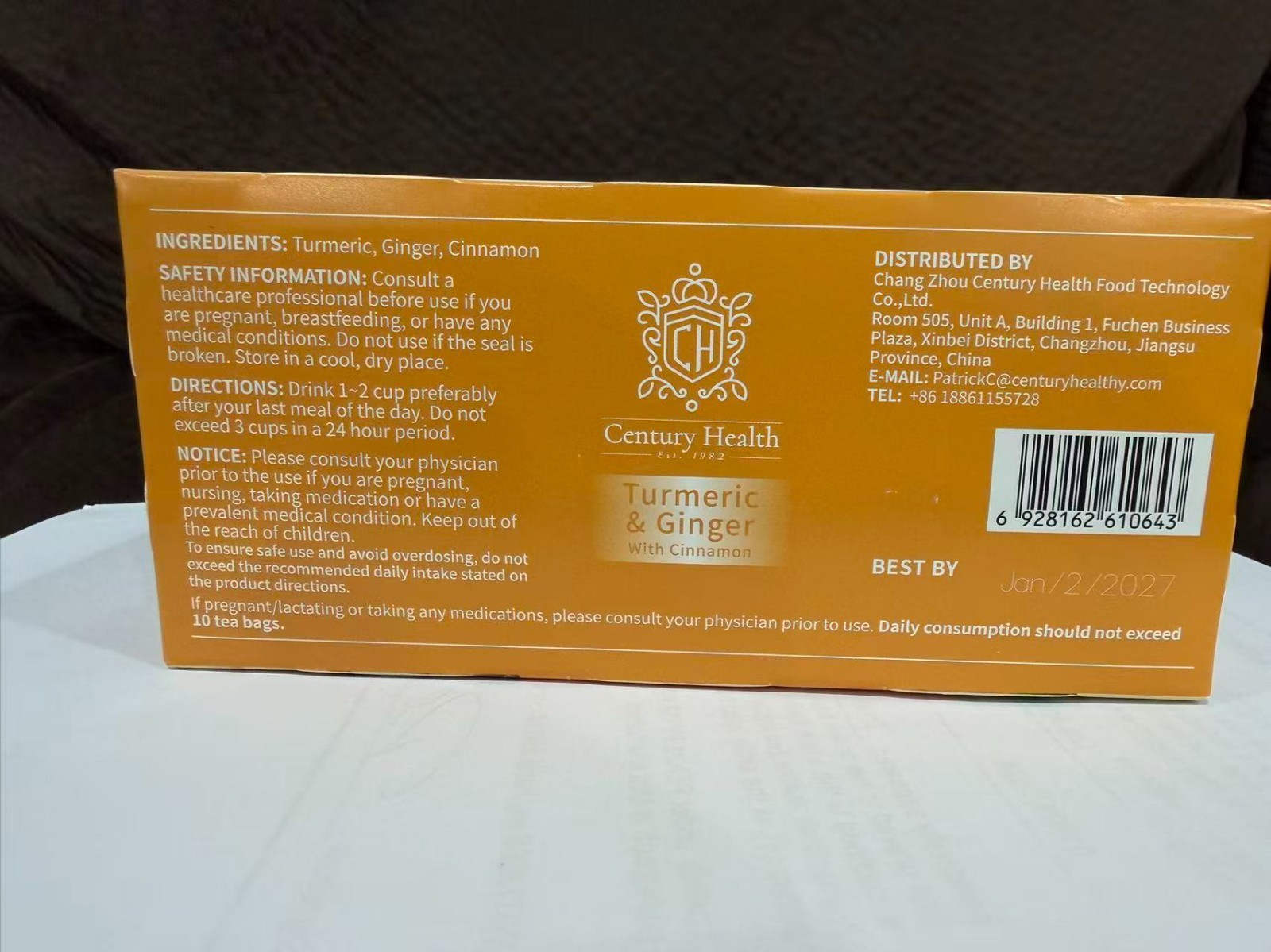 Natural Turmeric & Ginger With Cinnamon 25 Wrapped Tea Bags 50g