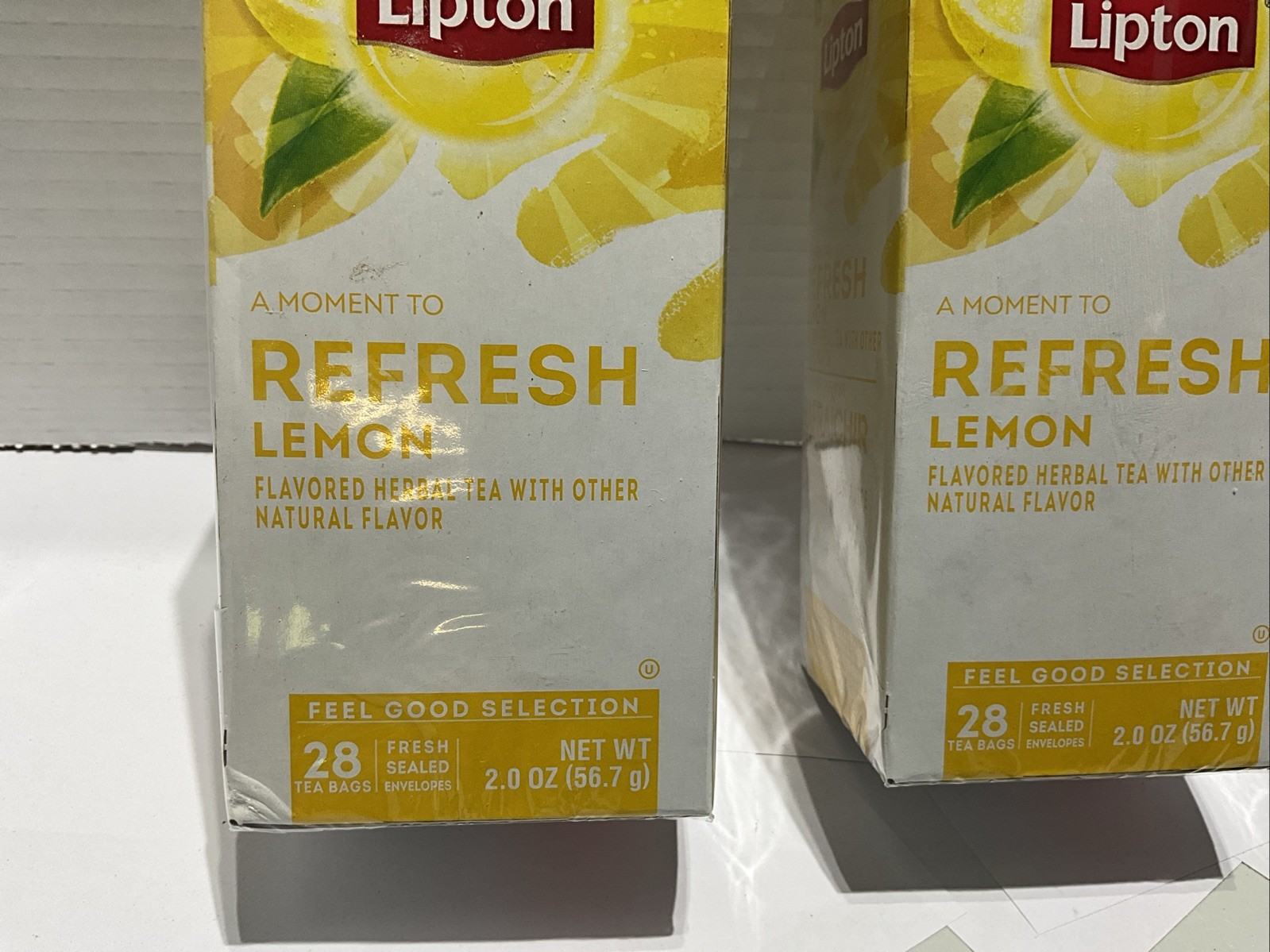 LIPTON REFRESH LEMON TEA BAGS Lot Of 2 Sealed Boxes Of 28 Best By 4/27