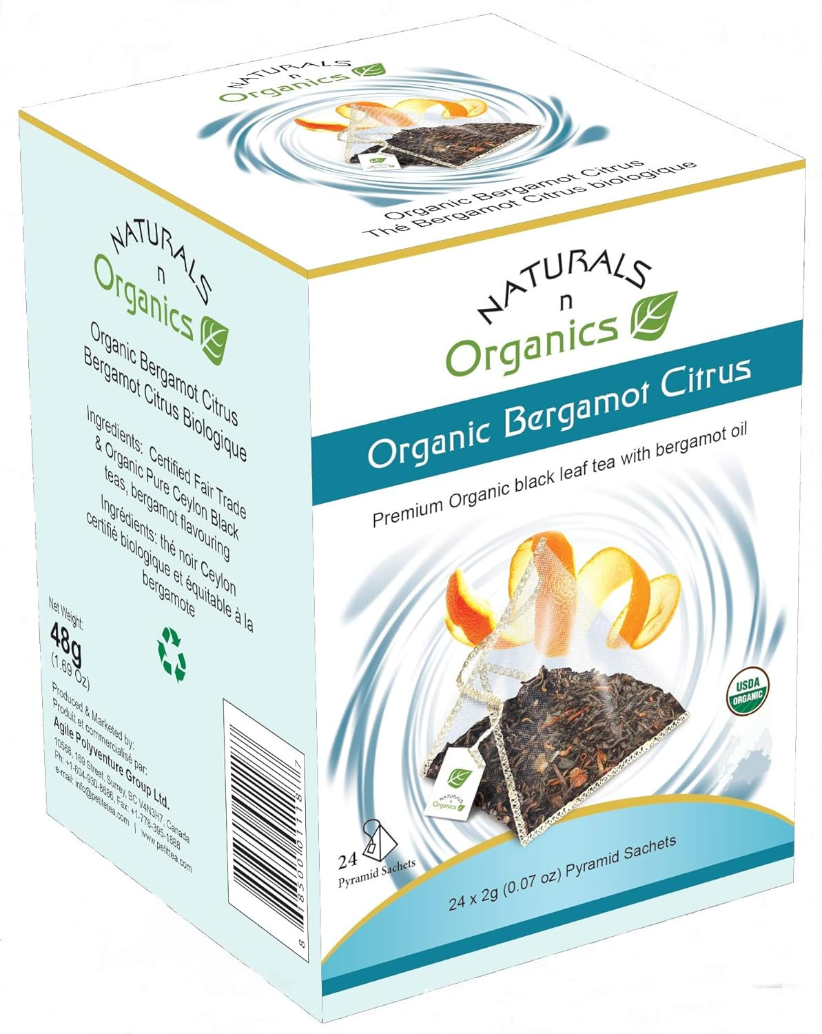 Organic Bergamot Citrus Earl Grey Tea with Natural Italian Bergamot Oil for Auto