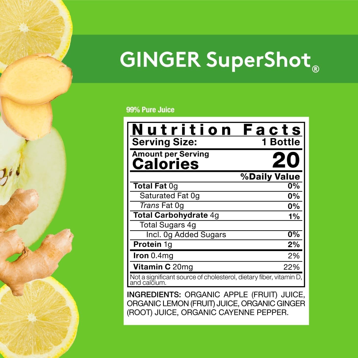 Organic Ginger SuperShot: Immune-Boosting Cold-Pressed Juice – 25.2 Fl Oz