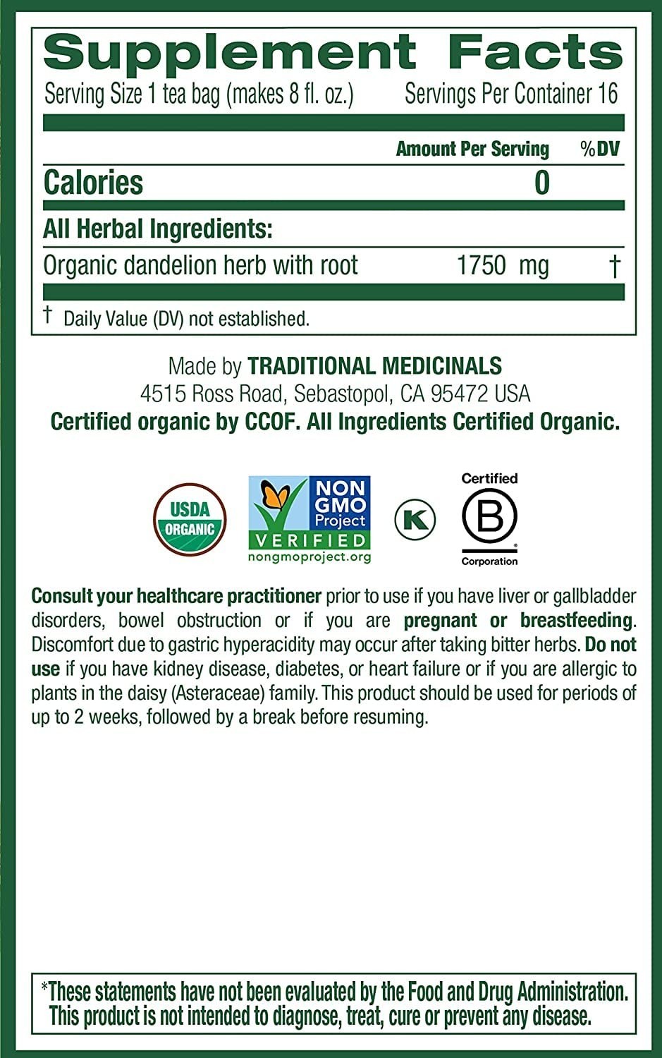 Herbal Dandelion Tea Pack of 2 – Supports Digestion with 32 Allergen-Free Bags