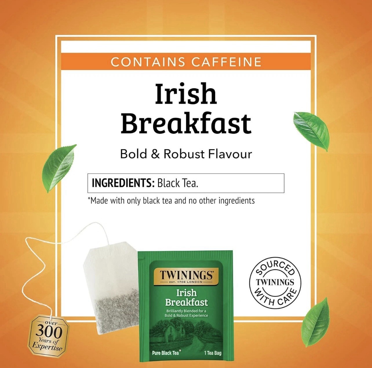 Twinings of London Irish Breakfast Black Tea Bags, 100 Count Box 12/10/2028