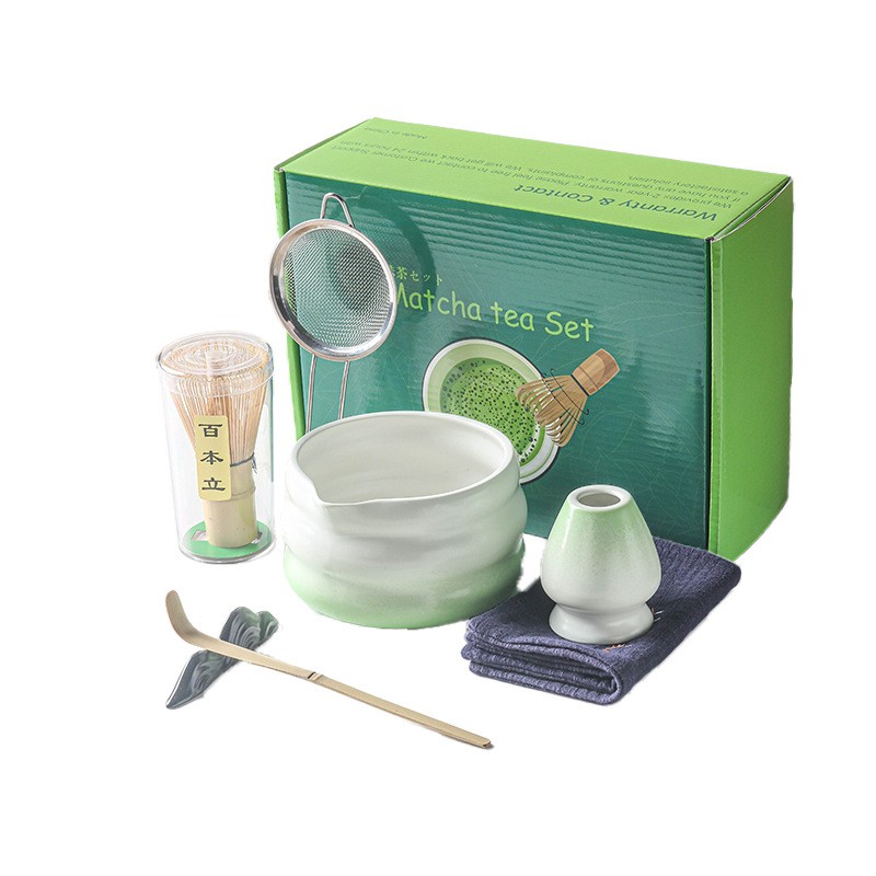 Matcha Whisk Set 7 PCS Ceramic Matcha Kit Includes Matcha Bowl & Scoop & Sifter