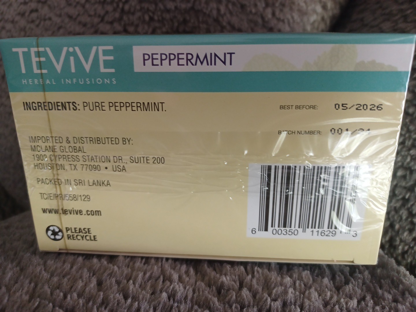 FREE SHIPPING 2 BOXES OF TEVIVE peppermint tea bags