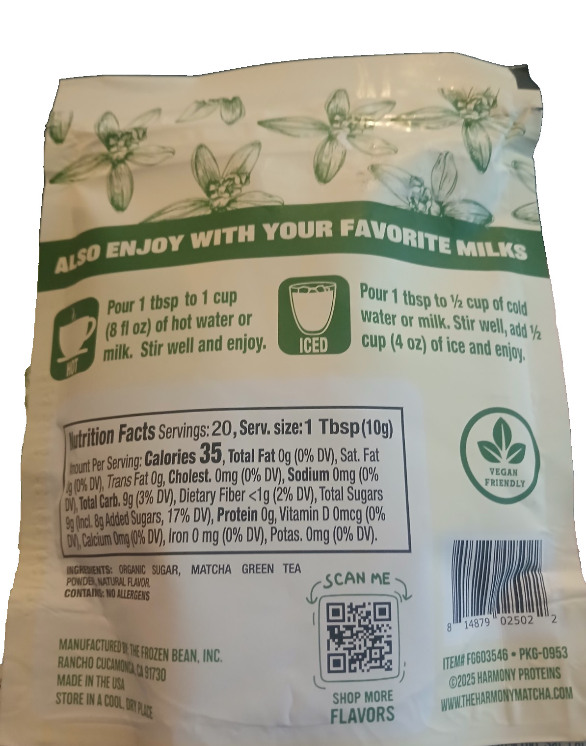 (3 Pack) Harmony 100% Japanese Vanilla & Lavender Matcha Tea Powder VEGAN 3@ 7oz