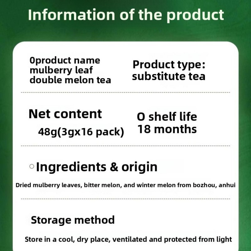 Mulberry Leaf Double Melon Tea Bitter Gourd Wax Gourd 40 Packs Health Tea Bag