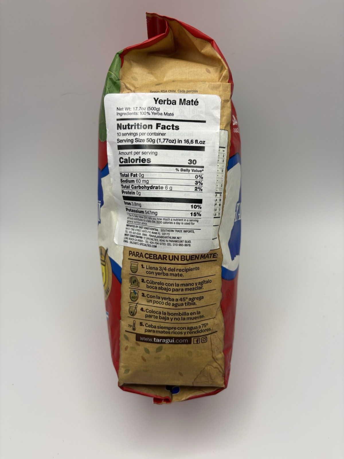 Taragui Yerba Mate Elaborada Con Palo – 1.1 LB Regular Blend