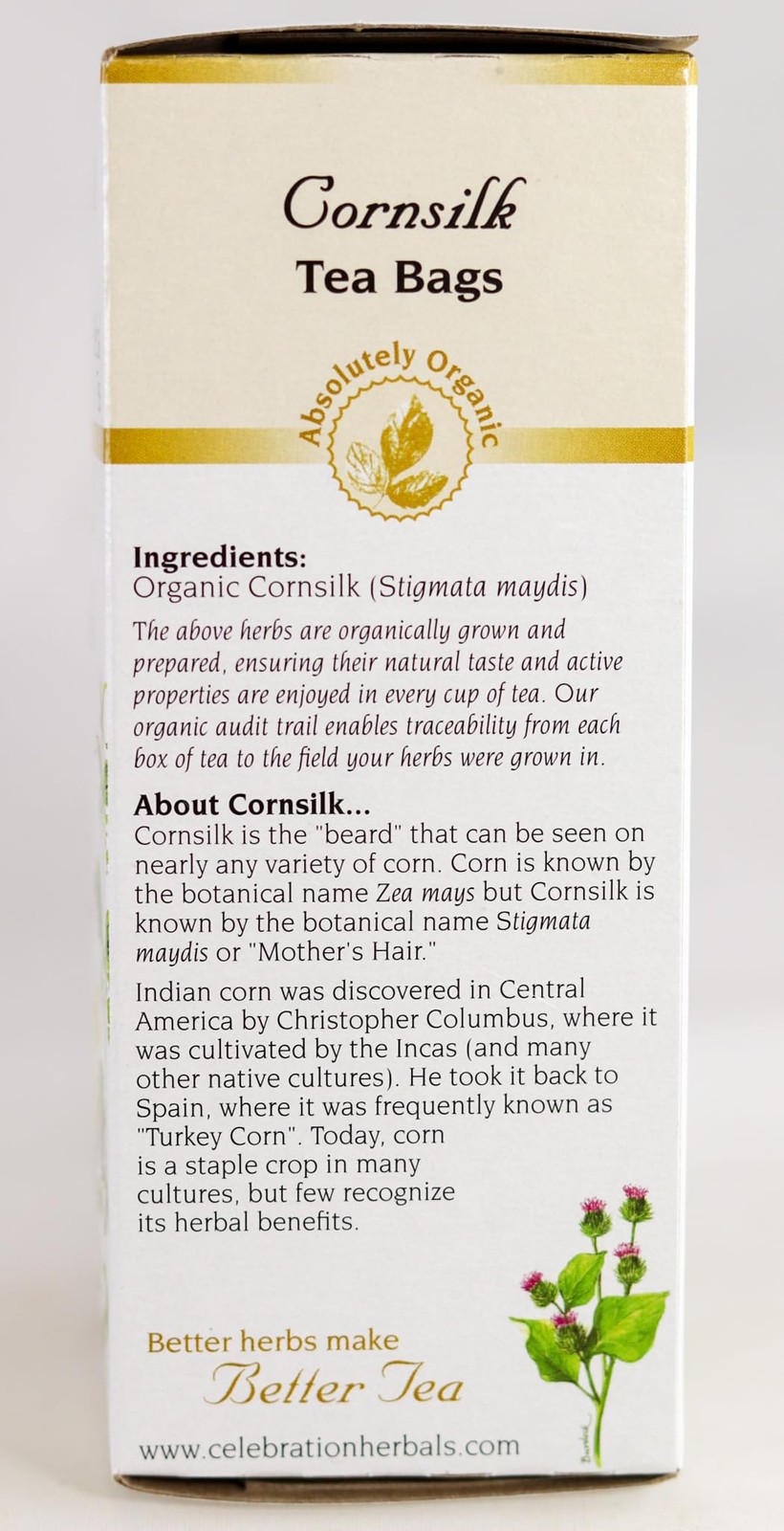 Celebration Herbals Organic Cornsilk Tea Caffeine 24 Count (Pack of 1), Green