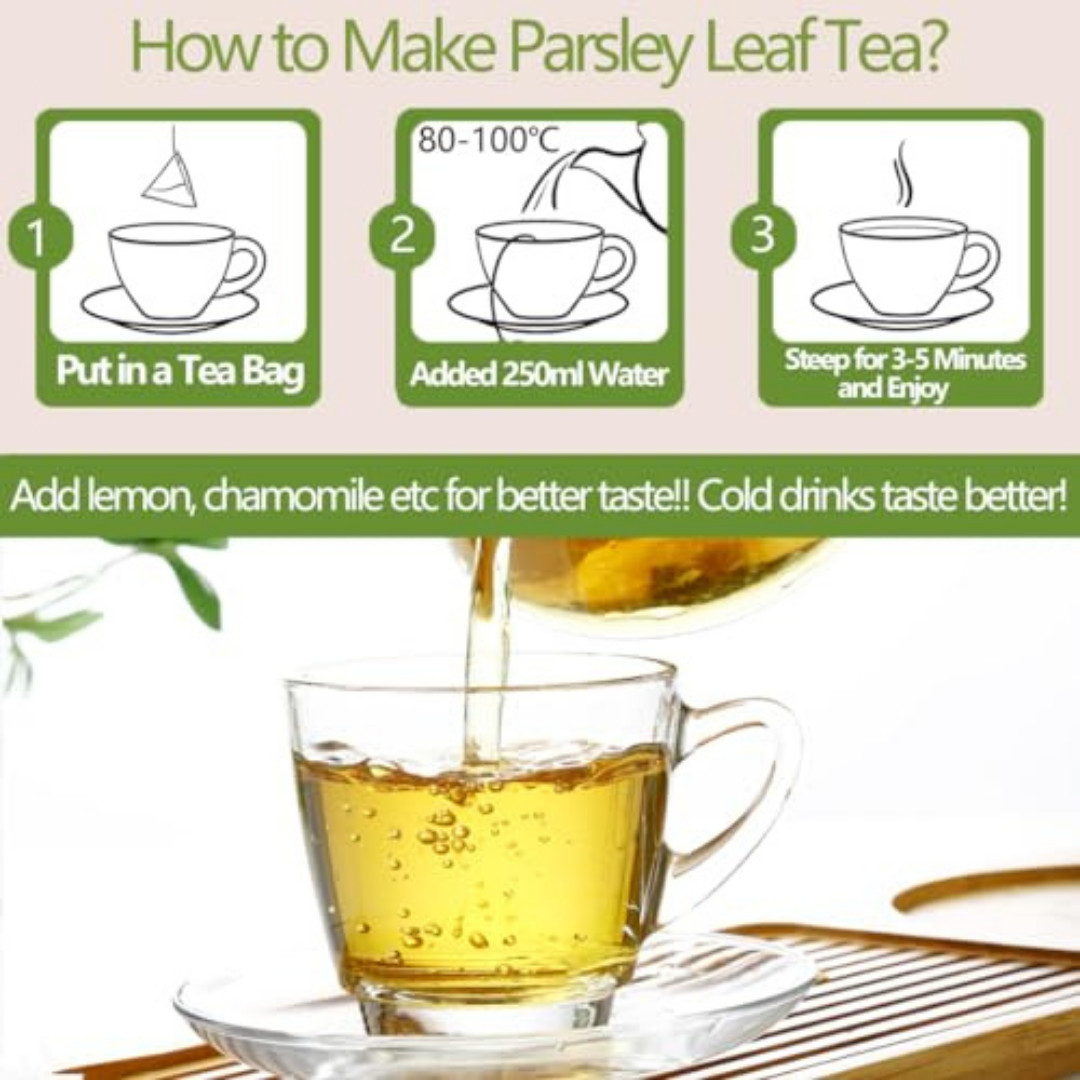 Premium 60 Parsley Tea Bags, Made with 100% Natural Parsley Leaves, Caffeine Fre