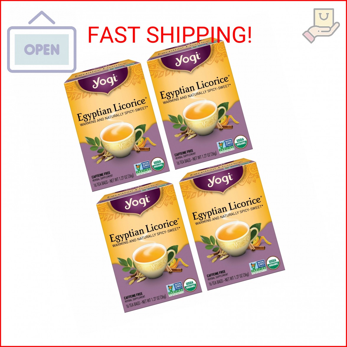 Yogi Tea Egyptian Licorice Tea – 16 Tea Bags per Pack (4 Packs) – Organic Licori